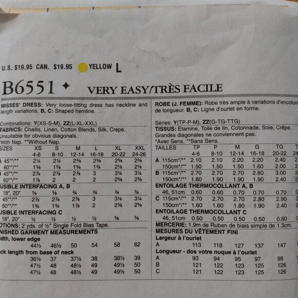 Dress Sewing Pattern Sleeveless Size XS Small Medium VERY EASY Butterick 6551 - Picture 6 of 10